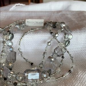 Triple strand necklace faux crystals and beads